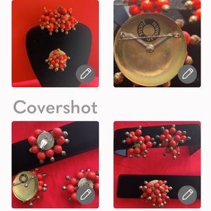 VTG RARE COLLECTIBLE SYLVIE GERMAIN MATCHING CLIP EARRINGS & BROOCH CHUNKY SET